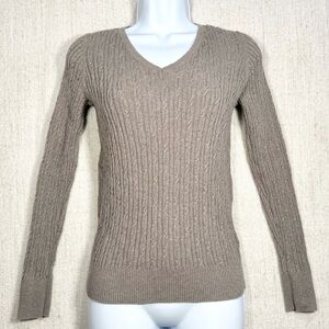 Sonoma Cable Knit V Neck Sweater Women’s Size Small Dark Brown Y2K